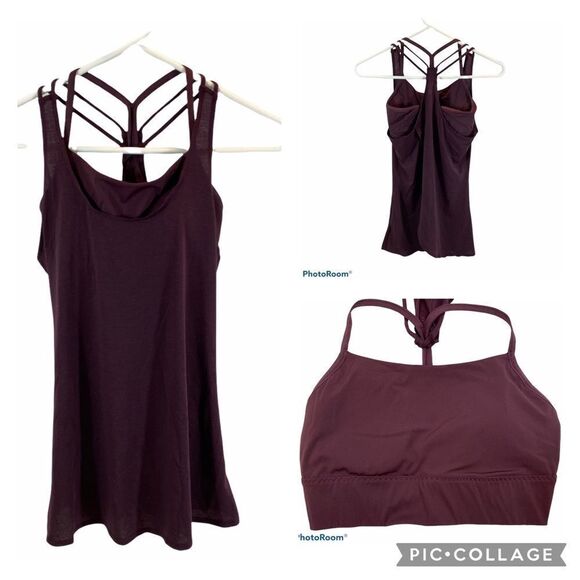 Athleta‎ Burgundy Tank With Attached Sport Bra XS - Picture 1 of 14